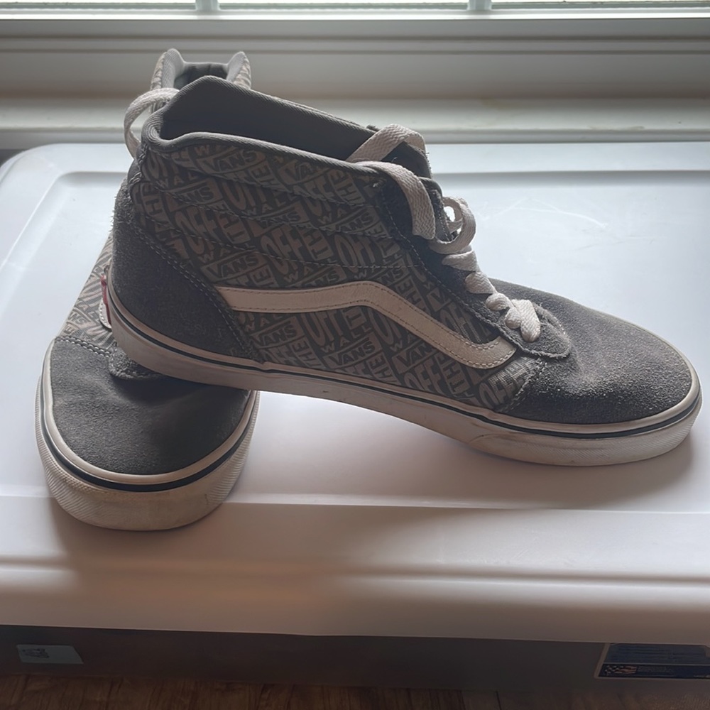 Gray logo vans high tops